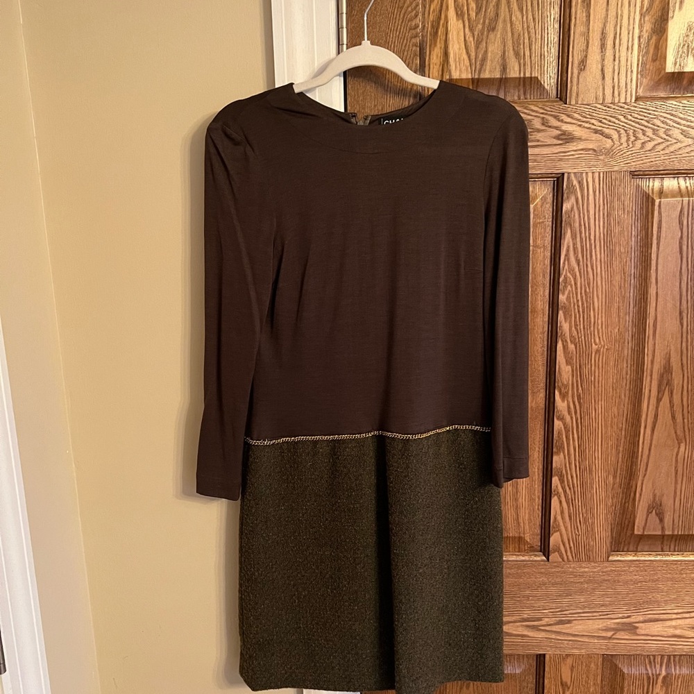 Chanel 90s tweed boucle and silk dress